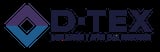 D-TEX logo with purple and blue geometric diamond shape and text
