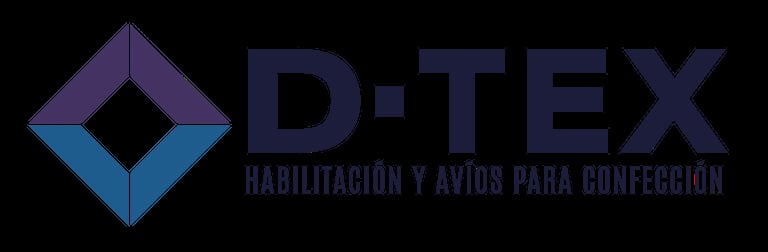 D-TEX logo with purple and blue geometric diamond shape and text for training and confection services